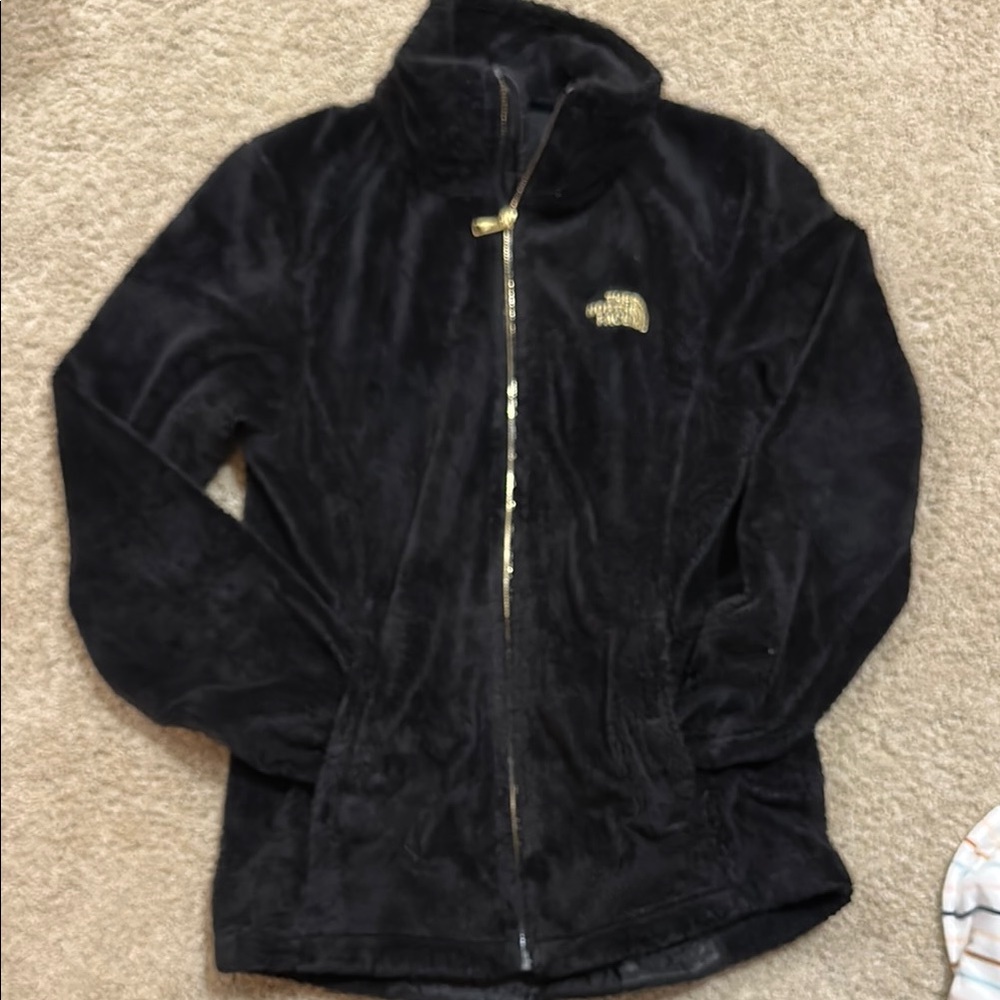 The North Face Black Fleece Jacket with Gold Details